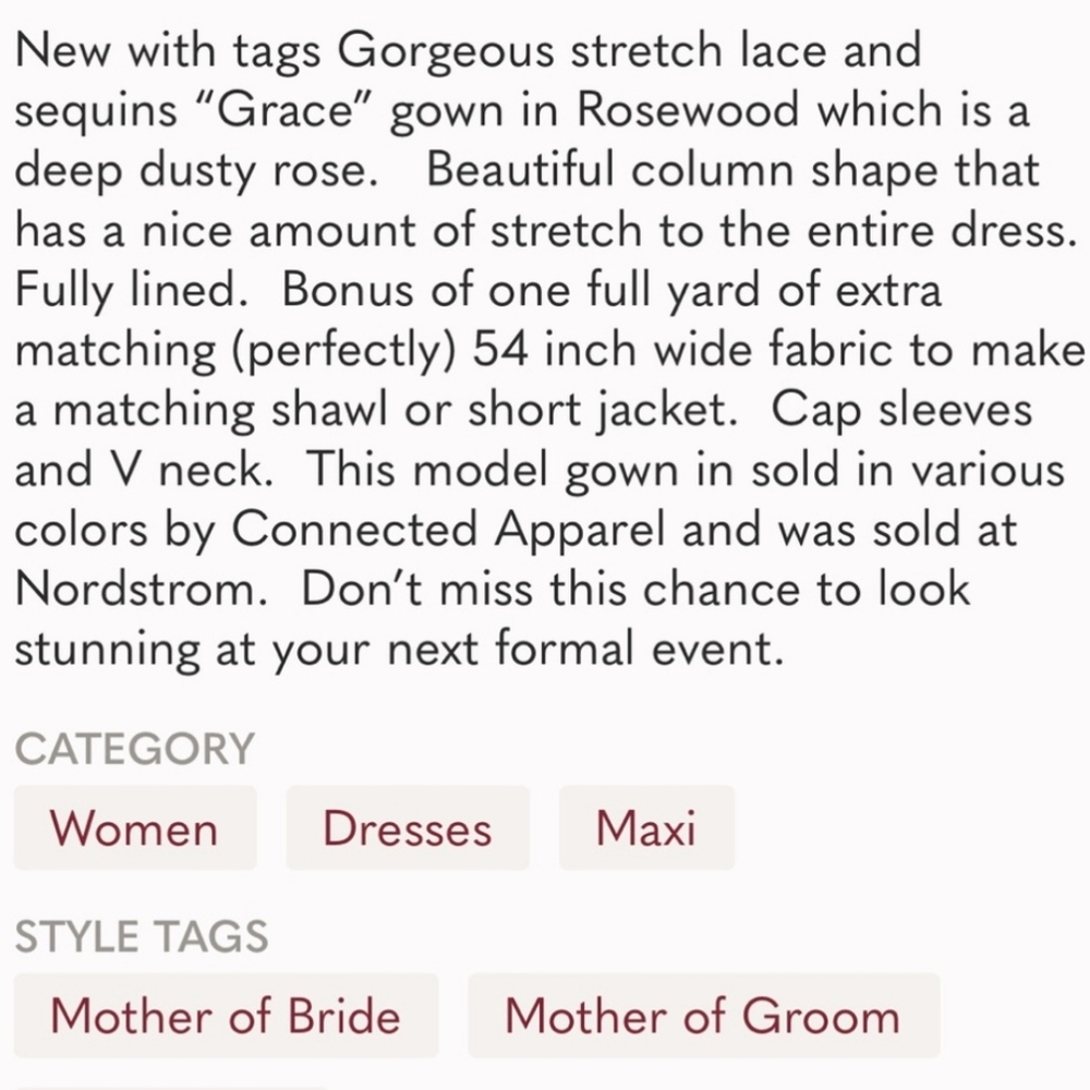 Rose Sequined Mother of Bride/Groom Sheath Column Dress V-Neck Sz 10 - Picture 12 of 12
